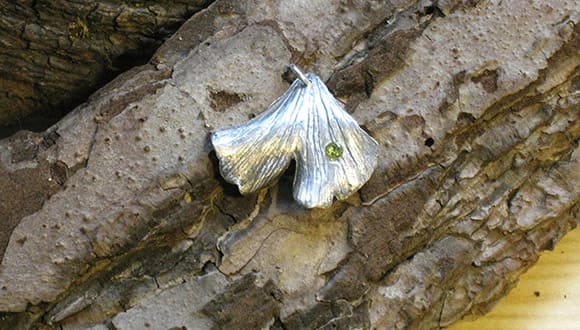 Silberschmuck Ginkoblatt Kettenanhänger