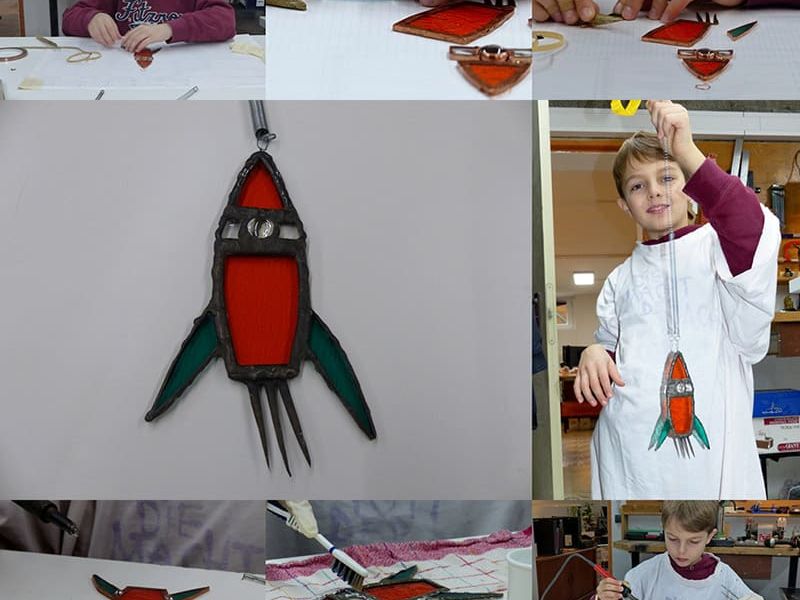 Tiffany-Kinderkurs in der Kunstglaserei Claudia Kroker in Pressbaum