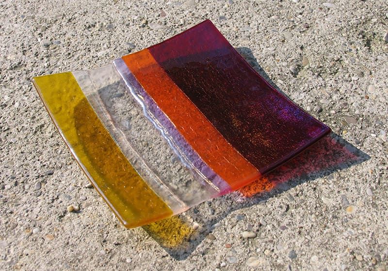 Glasschale Fusing gestreift, quadratisch von Kunstglaserei Claudia Kroker