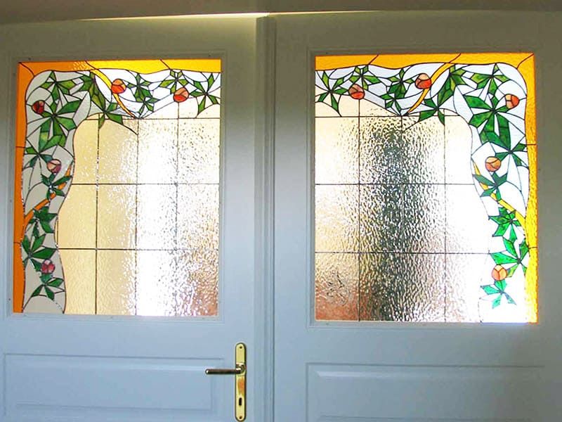 Kastanien Motiv mit Glaskunst für die Verglasung einer Tür